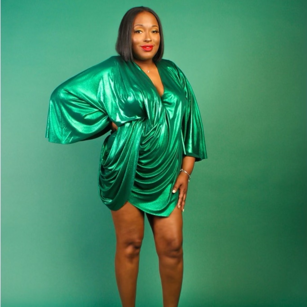 Center of Attention - Liquid Green Dress